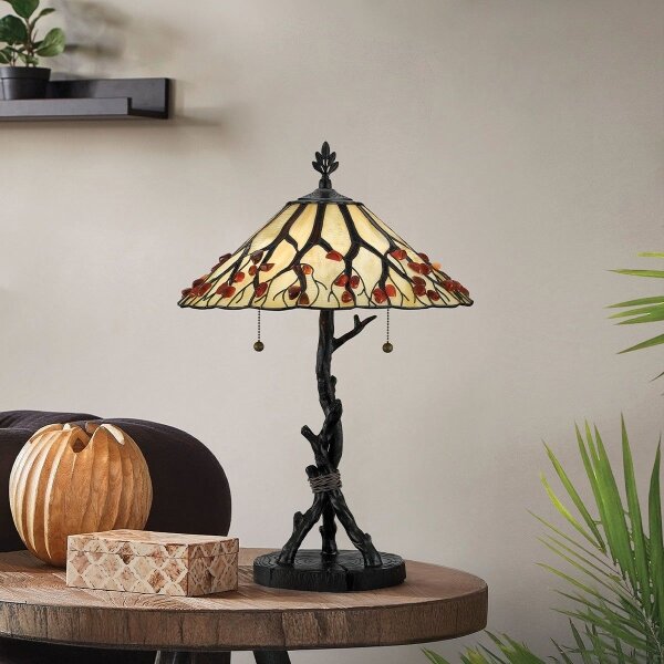 Quoizel QZ-WHISPERING-TL-VB - Lampada da tavolo Tiffany WHISPERING 2xE27/60W/230V