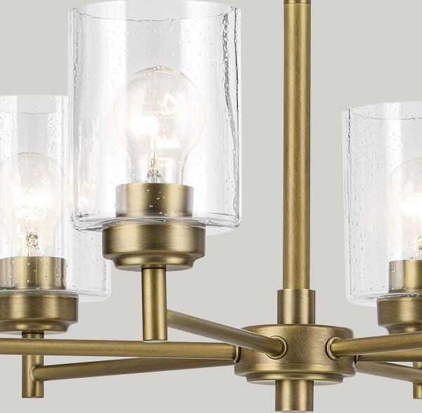 Kichler KL-WINSLOW6-NBR - Lampadario a sospensione con catena WINSLOW 6xE27/60W/230V ottone