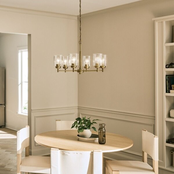 Kichler KL-WINSLOW6-NBR - Lampadario a sospensione con catena WINSLOW 6xE27/60W/230V ottone