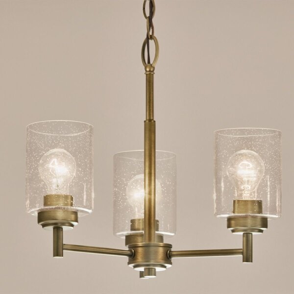 Kichler KL-WINSLOW3-NBR - Lampadario a sospensione con catena WINSLOW 3xE27/60W/230V ottone