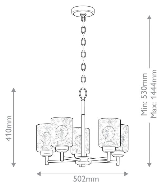 Kichler KL-WINSLOW5-NBR - Lampadario a sospensione con catena WINSLOW 5xE27/60W/230V ottone