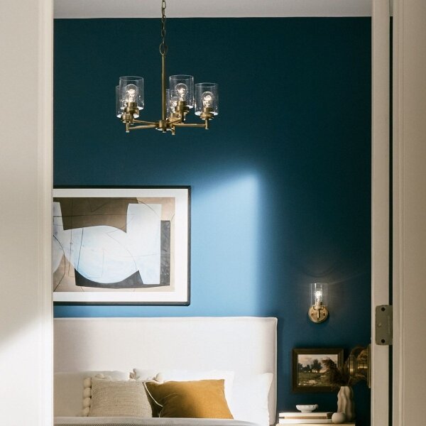Kichler KL-WINSLOW5-NBR - Lampadario a sospensione con catena WINSLOW 5xE27/60W/230V ottone