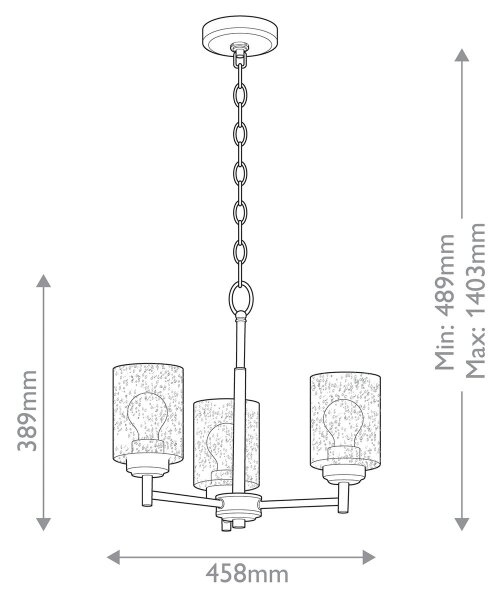 Kichler KL-WINSLOW3-NBR - Lampadario a sospensione con catena WINSLOW 3xE27/60W/230V ottone