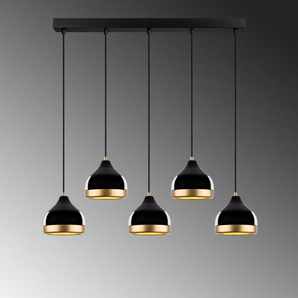 Lampadario con cavo YILDO 5xE27/40W/230V nero/oro