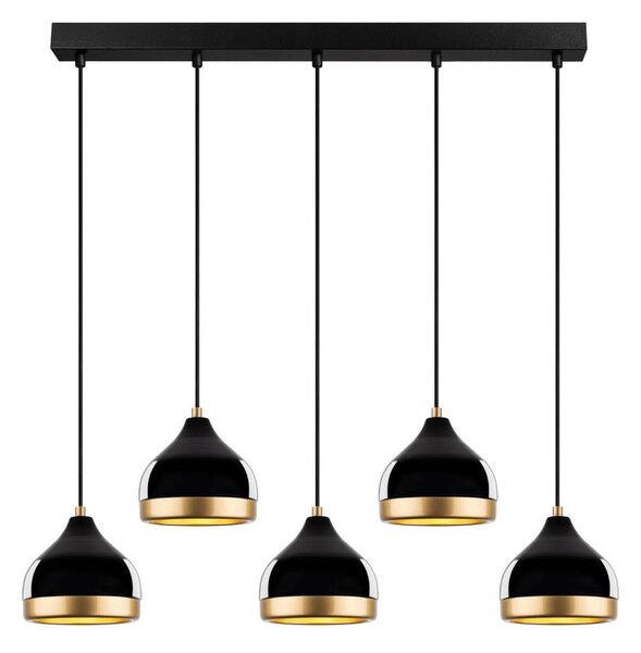 Lampadario con cavo YILDO 5xE27/40W/230V nero/oro