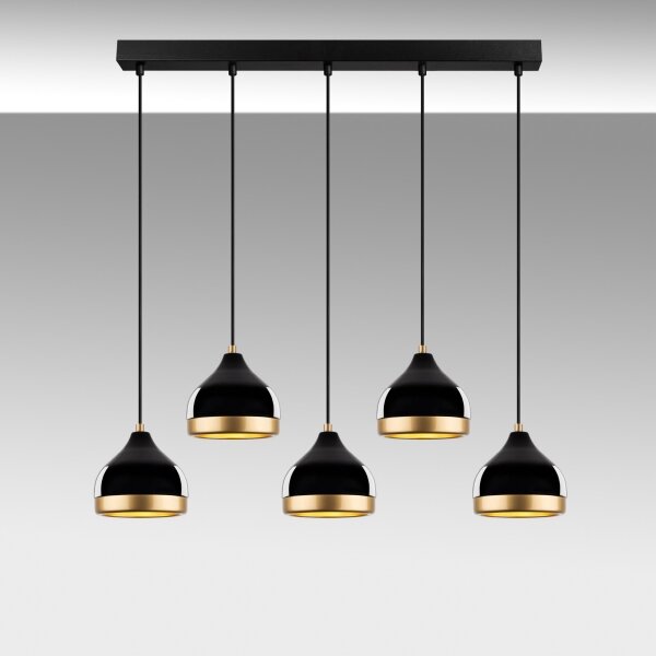 Lampadario con cavo YILDO 5xE27/40W/230V nero/oro