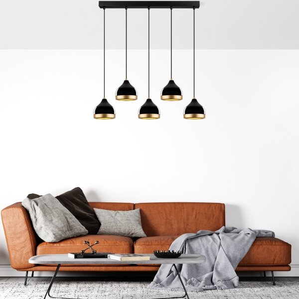 Lampadario con cavo YILDO 5xE27/40W/230V nero/oro