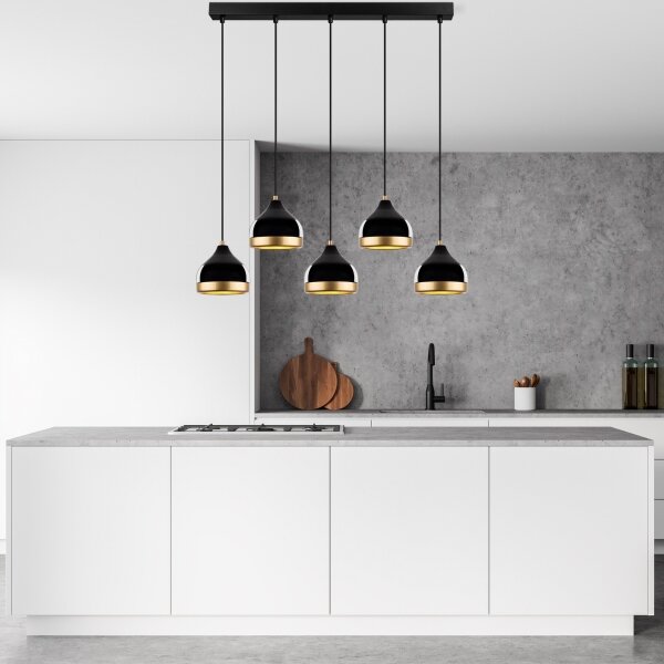 Lampadario con cavo YILDO 5xE27/40W/230V nero/oro