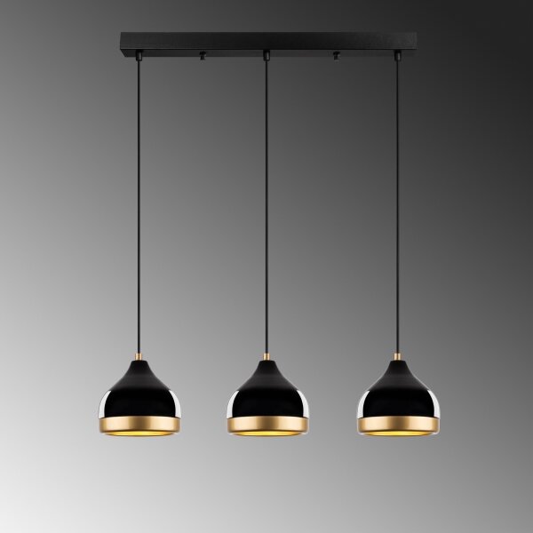 Lampadario a sospensione con cavo YILDO 3xE27/40W/230V nero/oro