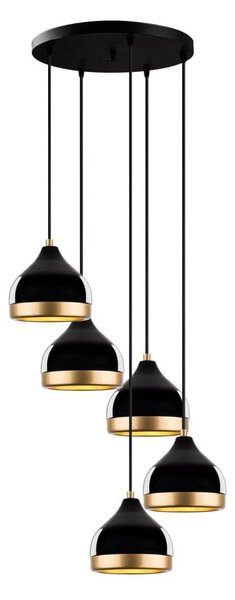 Sospensione a cavo YILDO 5xE27/40W/230V nero/oro