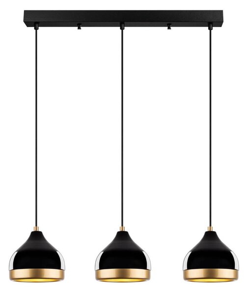 Lampadario a sospensione con cavo YILDO 3xE27/40W/230V nero/oro