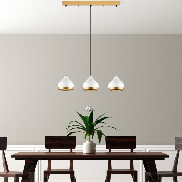 Lampadario a cavo YILDO 3xE27/40W/230V bianco/oro