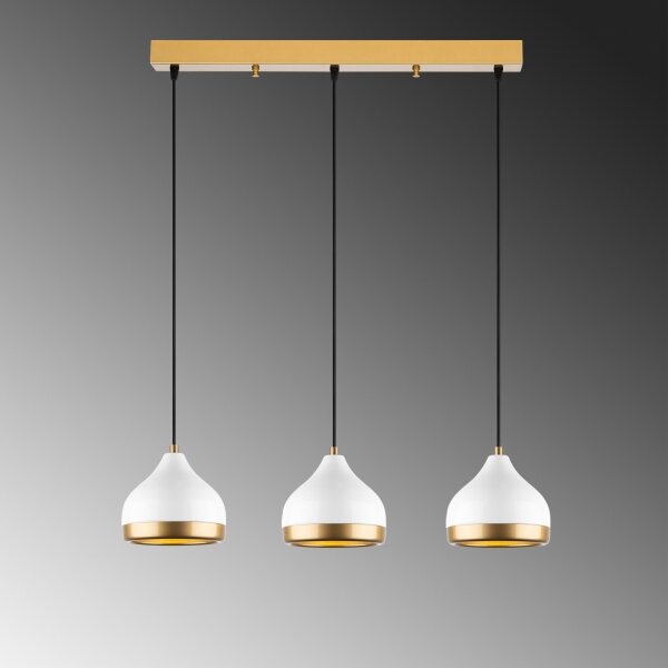 Lampadario a cavo YILDO 3xE27/40W/230V bianco/oro