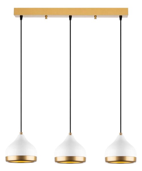 Lampadario a cavo YILDO 3xE27/40W/230V bianco/oro