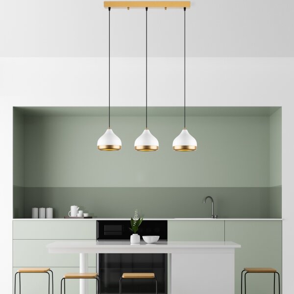 Lampadario a cavo YILDO 3xE27/40W/230V bianco/oro