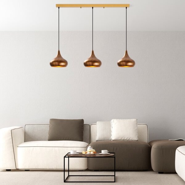 Lampadario a sospensione su cavo MUBA 3xE27/40W/230V in rame