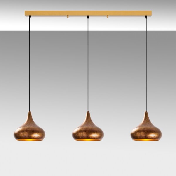 Lampadario a sospensione su cavo MUBA 3xE27/40W/230V in rame