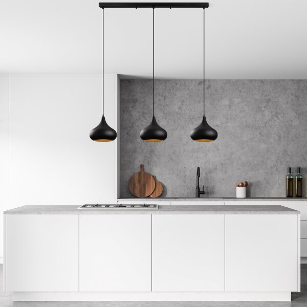 Lampada a sospensione con cavo MUBA 3xE27/40W/230V nero