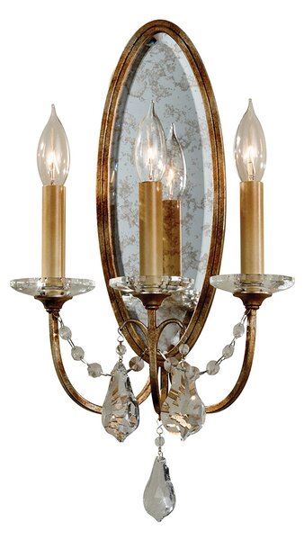 Applique Classica Valentina Acciaio Bronzo Ossidato Vetro 3 Luci E14