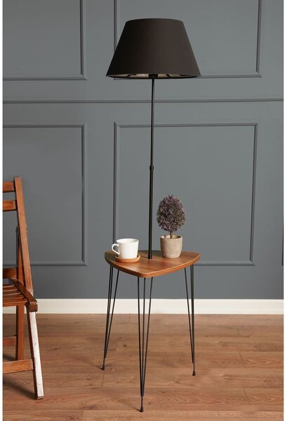 Lampada da terra nera/di colore naturale con paralume in tessuto (altezza totale 147 cm) – Opviq lights
