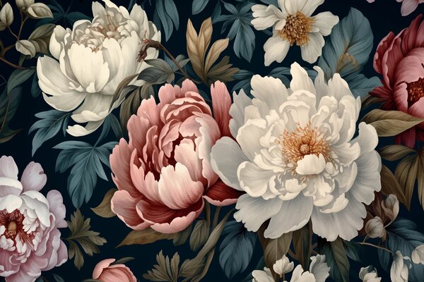 Carta da parati Peonie, Carta da parati Floreale, w01845 : Uwalls.it