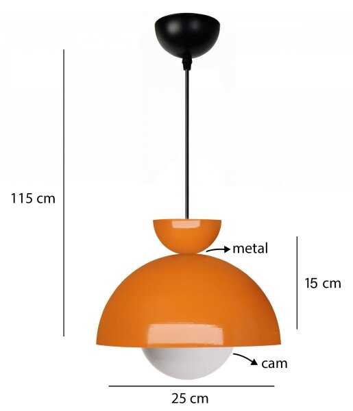 Lampada a sospensione con cavo SALVA 1xE27/15W/230V arancione