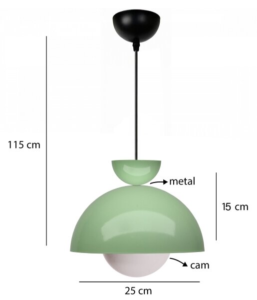 Lampadario a cavo SALVA 1xE27/15W/230V verde