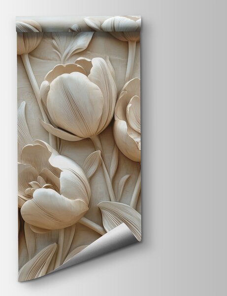 Carta da parati Gruppo di fiori bianchi, Carta da parati 3d fiori, Carta da parati popolare, w01851 - Tapeko.it
