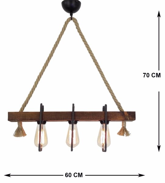 Lampadario a sospensione con cavo KUTUK 3xE27/40W/230V in pino