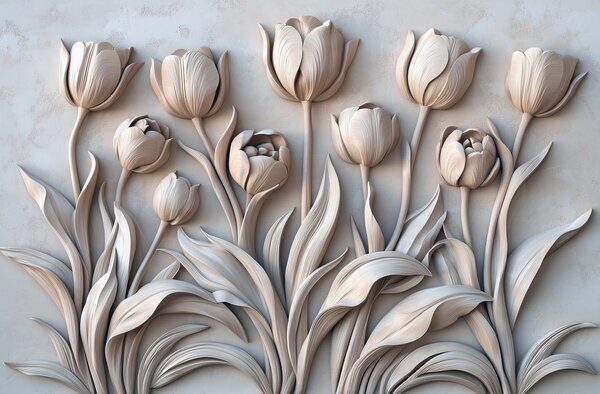 Carta da parati Arte floreale con splendidi tulipani in una tavolozza di colori, Carta da parati 3D, Carta da parati Fiori 3D, w01852v1 : Uwalls.it