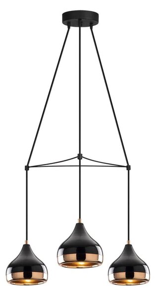 Lampadario a sospensione su cavo YILDO 3xE27/40W/230V nero/rame