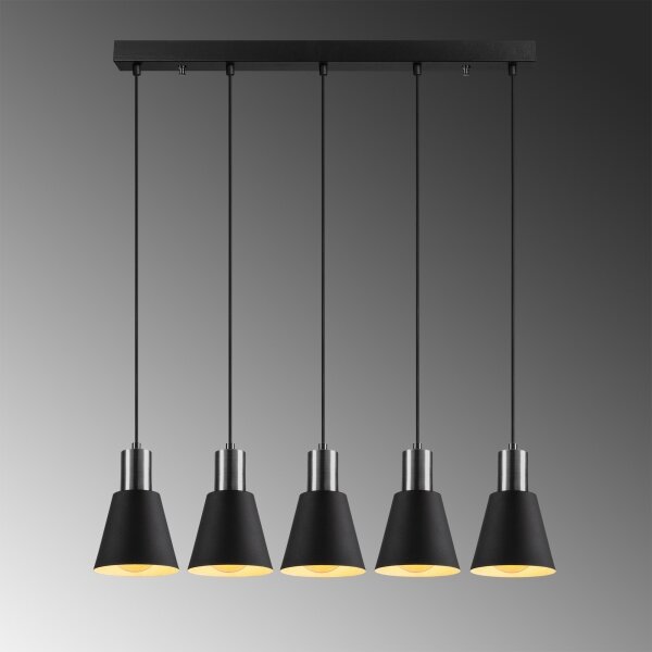 Lampadario a sospensione con cavo KEM 5xE27/40W/230V nero