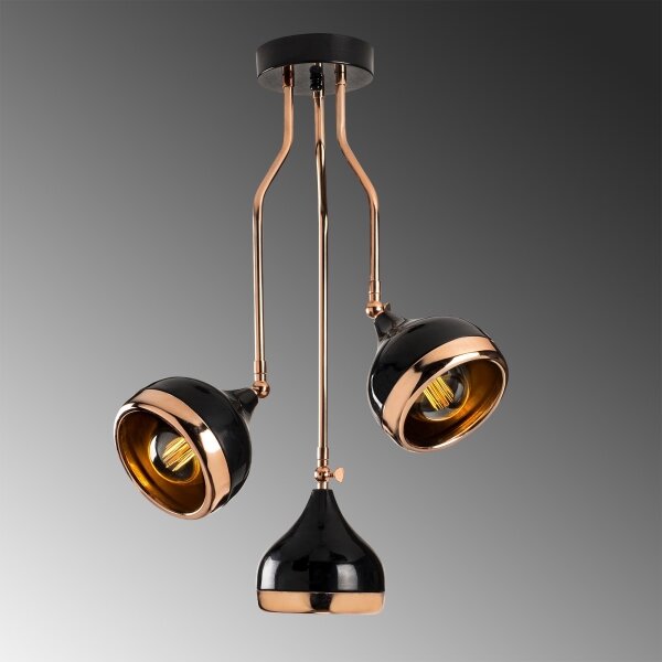 Lampadario a stelo YILDO 3xE27/40W/230V nero/rame