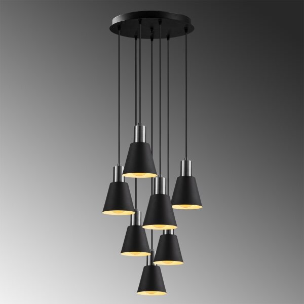 Lampadario a sospensione KEM 7xE27/40W/230V nero