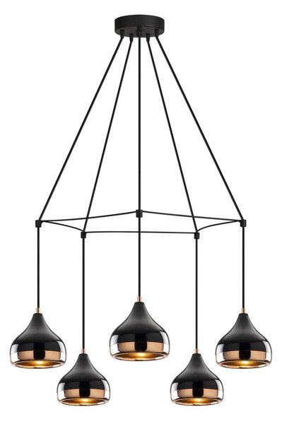Lampadario sospeso su cavo YILDO 5xE27/40W/230V nero/ramato