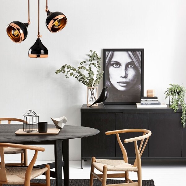 Lampadario a stelo YILDO 3xE27/40W/230V nero/rame