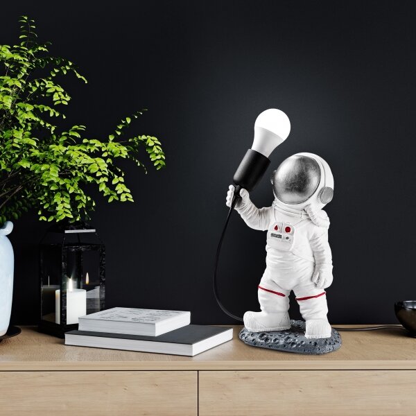 Lampada da notte per bambini ASTRONAUT 1xE27/40W/230V argento/bianco