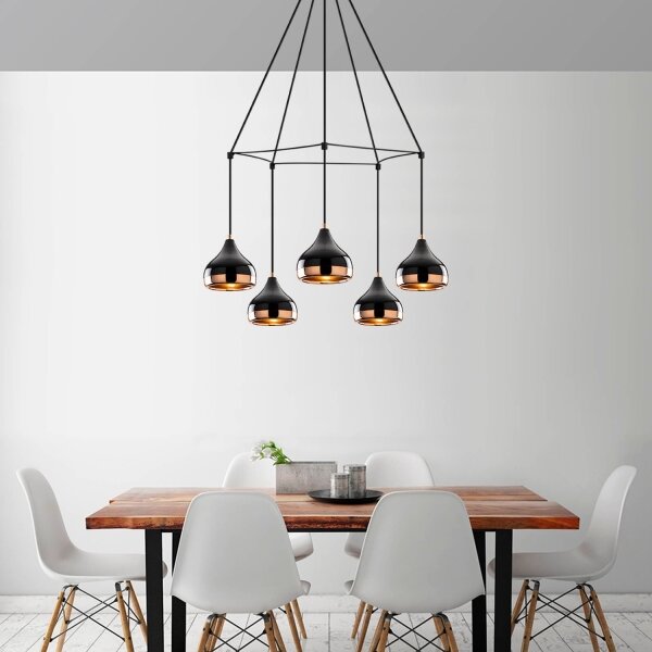 Lampadario sospeso su cavo YILDO 5xE27/40W/230V nero/ramato