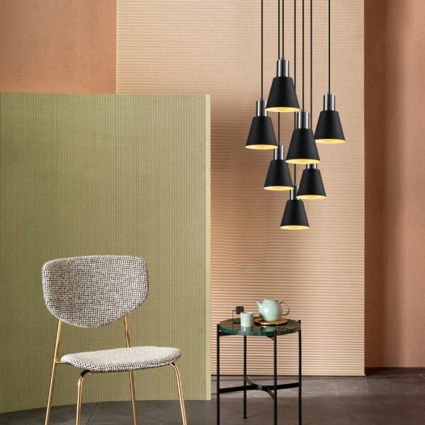 Lampadario a sospensione KEM 7xE27/40W/230V nero