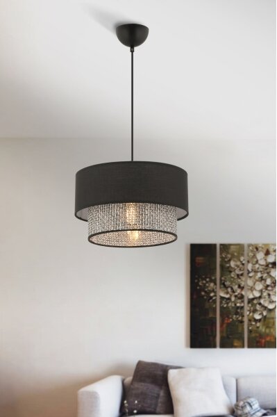 Lampada a sospensione su cavo ECHO 1xE27/60W/230V nero/grigio
