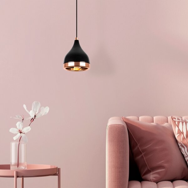 Lampada a sospensione a cavo YILDO 1xE27/40W/230V nero/rame