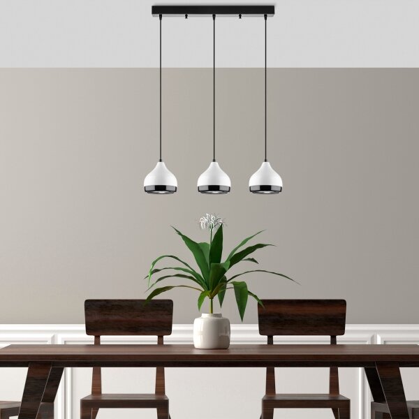 Lampadario a sospensione con cavo YILDO 3xE27/40W/230V bianco/nero