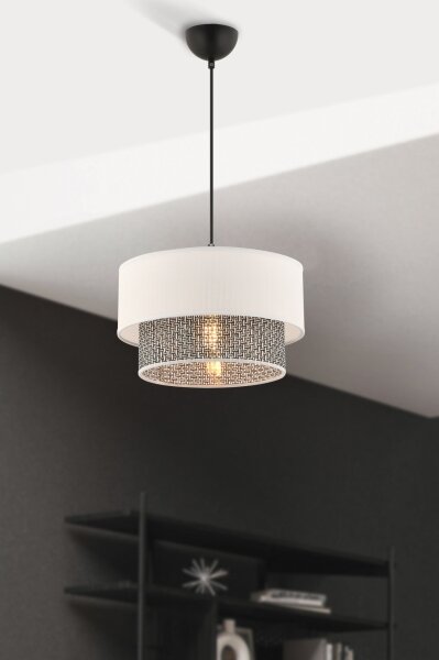 Lampadario a cavo ECHO 1xE27/60W/230V crema/grigio