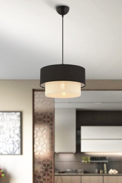 Lampada a sospensione ECHO con cavo 1xE27/60W/230V, nero/crema