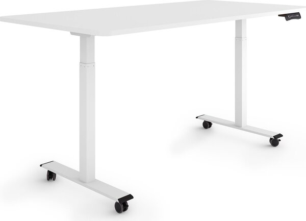 ESMART Germany ERX-122WW 160x80 cm Bianco Scrivania ergonomica sit-stand su rotelle Regolabile elettricamente in altezza in modo continuo 78,5-127,5 cm 3 x memoria Promemoria attività Doppio motore