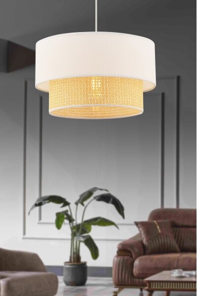 Lampadario a sospensione su cavo ECHO 1xE27/60W/230V crema/beige