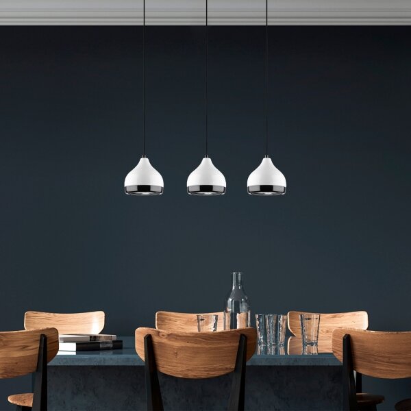 Lampadario a sospensione con cavo YILDO 3xE27/40W/230V bianco/nero