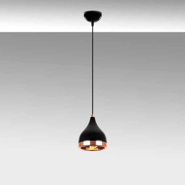 Lampada a sospensione a cavo YILDO 1xE27/40W/230V nero/rame
