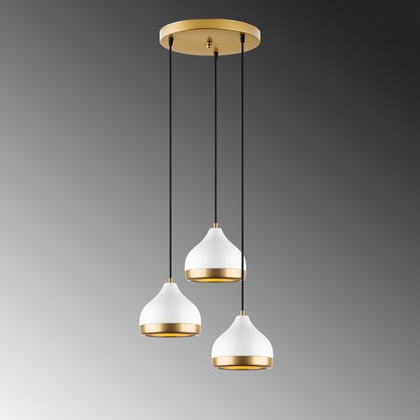 Lampadario a sospensione con cavo YILDO 3xE27/40W/230V bianco/oro