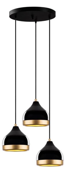 Lampadario a sospensione con cavo YILDO 3xE27/40W/230V nero/oro